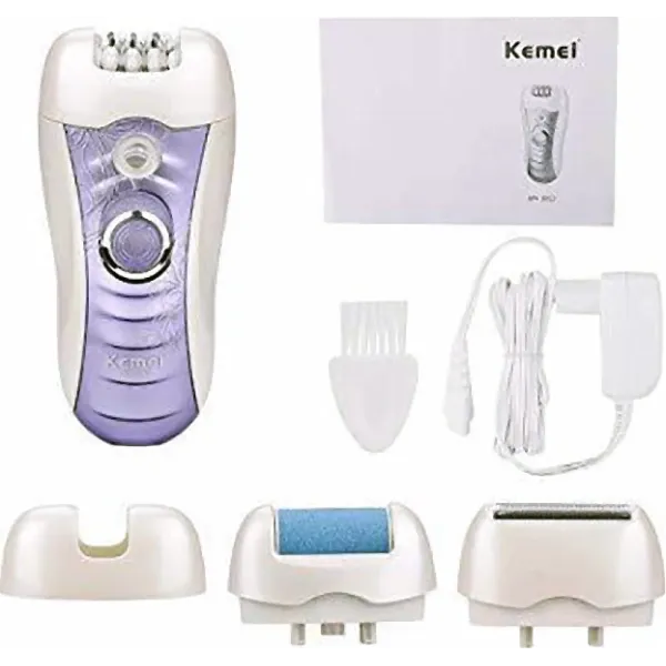 Επαναφορτιζόμενο Σετ Αποτρίχωσης Epilator για Σώμα Kemei KM-3012 Λευκό-Μωβ