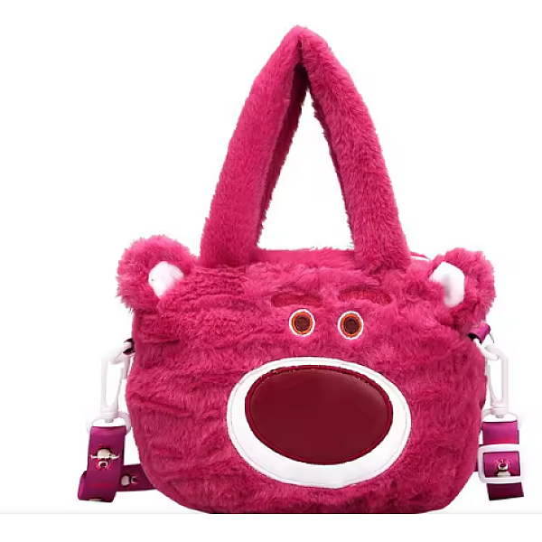 Lotso Bear Παιδική Λούτρινη Τσάντα Ώμου Χιαστί 0723-80 Φράουλα
