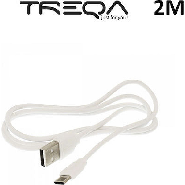 Treqa USB 2.0 Cable USB-C male - USB-C male 2m  CA-2013 Λευκό