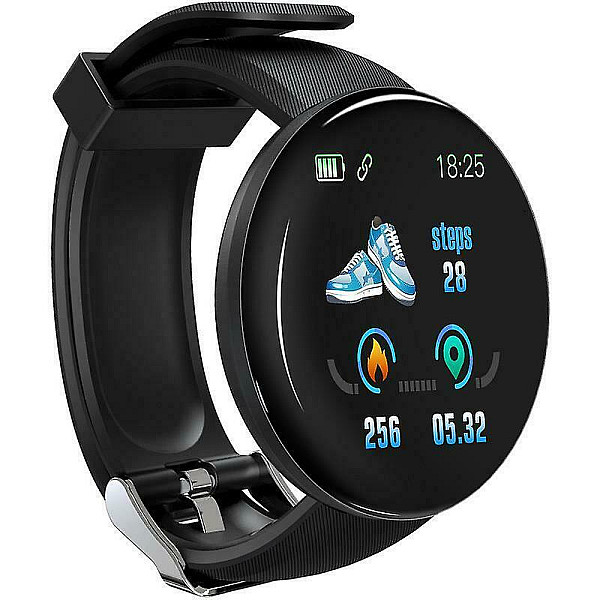D18 Smartwatch με Παλμογράφο Μαύρο