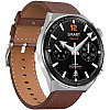 DT3 Mate 45mm Smartwatch με Παλμογράφο Ασημί Κάσα / Καφέ Λουρί Δερμάτινο