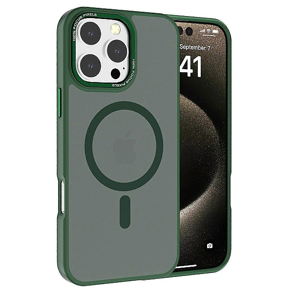 Για iPhone 16 Pro Max Θήκη Συμβατή με MagSafe ημιδιαφανές πίσω κάλυμμα τηλεφώνου TPU+PC IP16 Πράσινο
