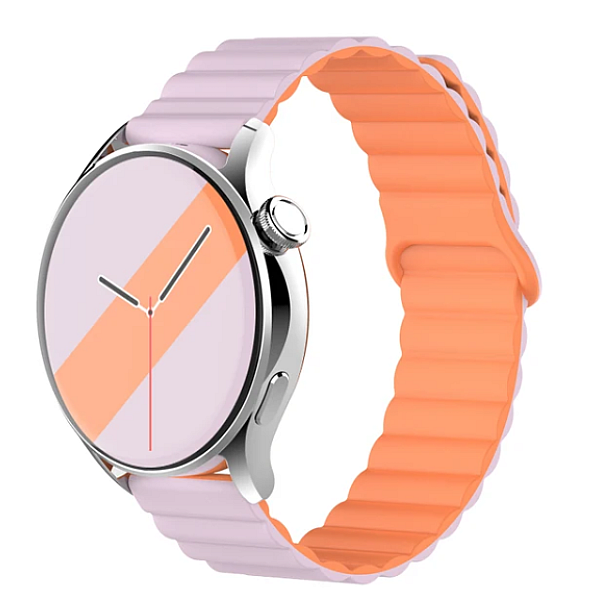 Λουράκι Σιλικόνης για Apple Watch Κούμπωμα Μαγνητικό 42/44/45/49mm M00-12 Μωβ/Πορτοκαλί