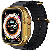 M 9 Ultra Max smartwatch 2,2 ιντσών amoled Οθόνη Bluetooth Κλήση καρδιακού ρυθμού αρτηριακή πίεση με 2 λουράκια Gold Black