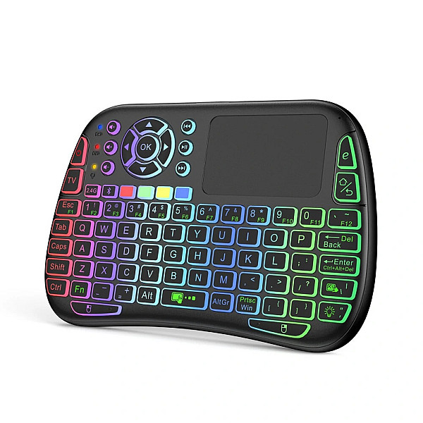 Ασύρματο πληκτρολόγιο Mini Wireless M9 με touchpad και διπλή λειτουργία 2.4G + Bluetooth με φωτισμό πλήκτρων 8 χρωμάτων για Android TV Box και υπολογιστή PC M9 Μαύρο