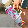 Disney Stitch 1.5L Μπουκάλι νερού 40 oz από ανοξείδωτο χάλυβα με λαβή κούπα ταξιδιού με μόνωση με καλαμάκι ML0047 Ροζ