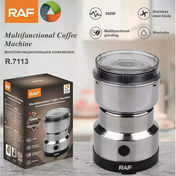Ηλεκτρικός Μύλος Καφέ 300W με Χωρητικότητα 50gr Raf R.7113 Ασημί