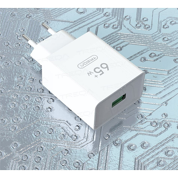 TYPE-C ΦΟΡΤΙΣΤΗΣ ΜΕ ΘΥΡΑ USB-A ΚΑΙ ΚΑΛΩΔΙΟ USB-C 65W CS-228.ΛΕΥΚΟ