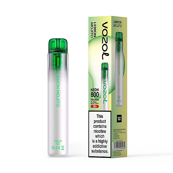 Vozol Neon 800 Lemon Mojito Ηλεκτρονικό Τσιγάρο μιας Χρήσης 800 Εισπνοών 2ml 20mg