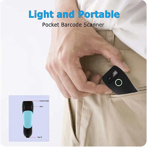 Ασύρματος σαρωτής γραμμωτού κώδικα 1D 2D CMOS USB Bluetooth Mini Pocket QR Reader IOS Android Windows για πληρωμή μέσω κινητού W6 C70