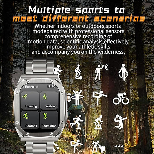 Z85 Max Big 2.04 3 Straps Smartwatch με Παλμογράφο Μπλε