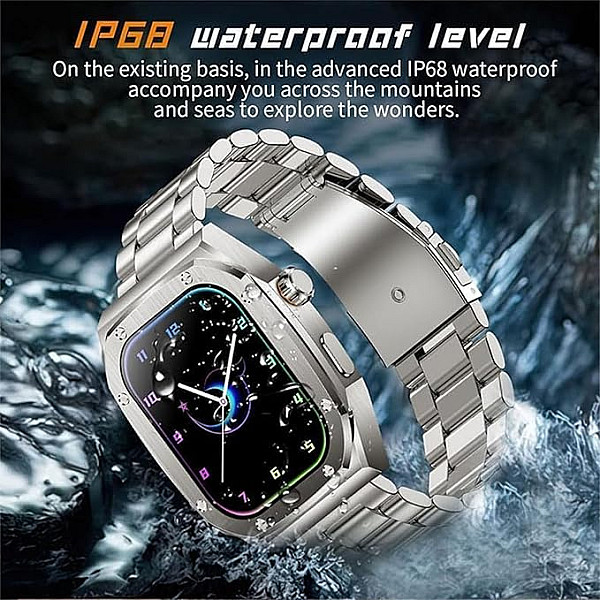 Z85 Max Big 2.04 3 Straps Smartwatch με Παλμογράφο Μπλε