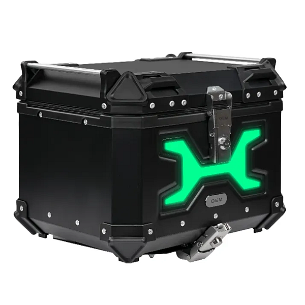 MotoCentric Aluminium Μοτοσυκλέτας Αλουμινίου Top Case 45lt MC-45-001-BK-GN Black