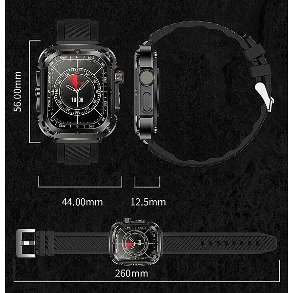Z85 Max Big 2.04 3 Straps Smartwatch με Παλμογράφο Μαύρο