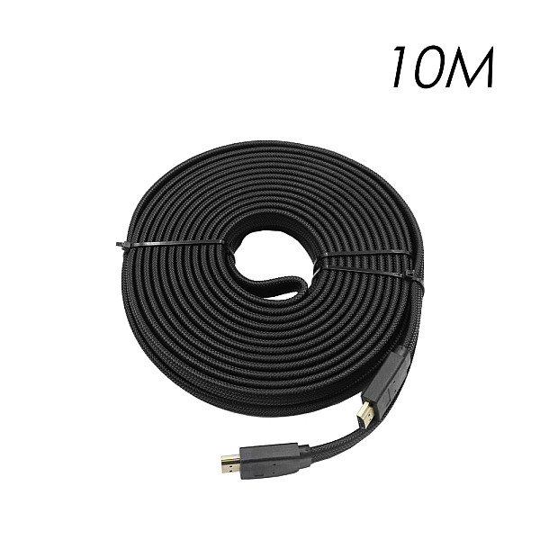 Καλώδιο HDMI 10m V2.0 4K UHD 3D Flat, Braided YWX-4K-10 Μαύρο