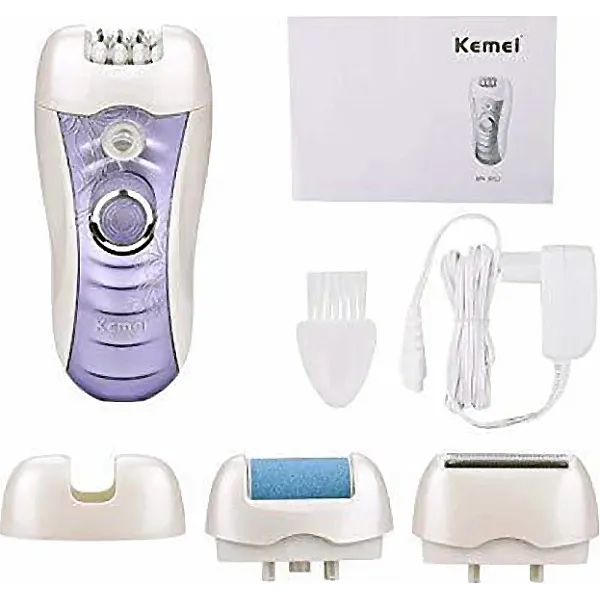 Επαναφορτιζόμενο Σετ Αποτρίχωσης Epilator για Σώμα Kemei KM-3012 Λευκό-Μωβ