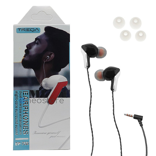 Ακουστικά Κινητού Handsfree In-ear με Βύσμα Jack 3.5mm Treqa EP-766 Μαύρο
