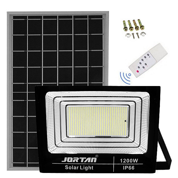 Led Αδιάβροχος Ηλιακός Προβολέας 1200W 76800LM με Πάνελ και Τηλεχειριστήριο Jortan JT-BJ1200W
