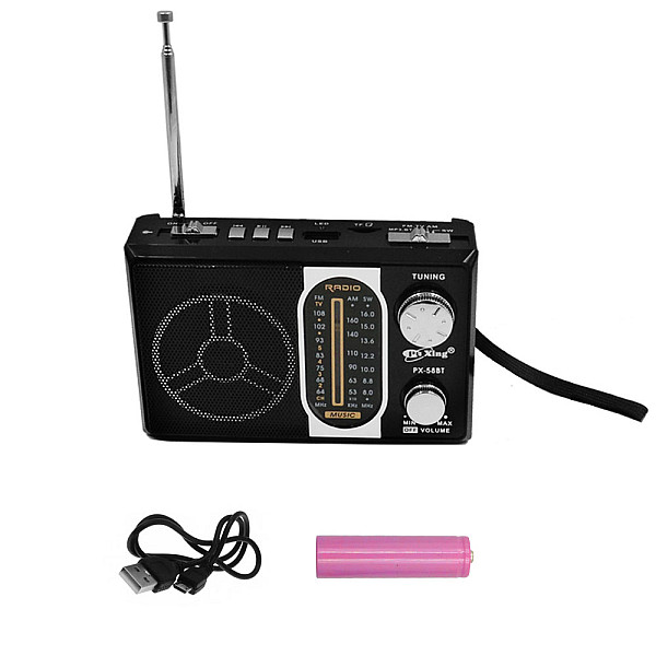 Φορητό Ασύρματο Ηχείο Bluetooth FM/USB/TF με Φακό PX-58BT Μαύρο