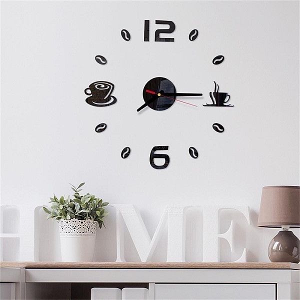 Ρολόι Τοίχου Αυτοκόλλητο 3D DIY 50-120cm Coffee Μαύρο