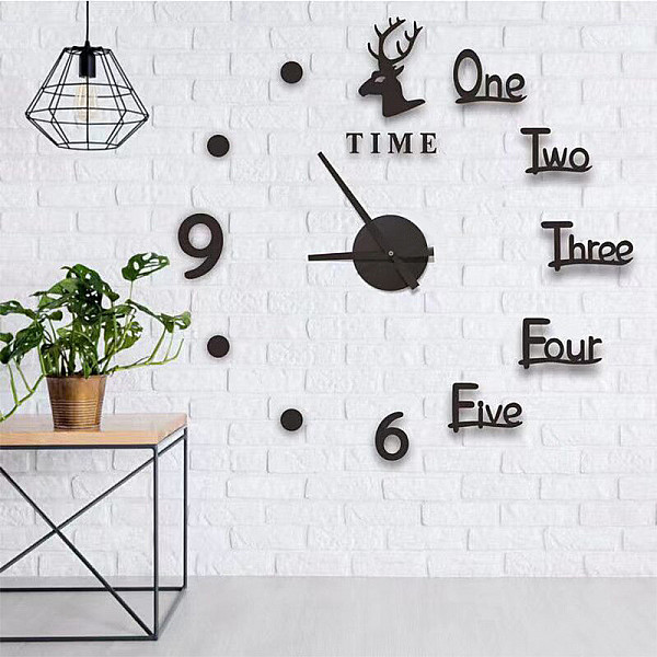 Ρολόι Τοίχου Αυτοκόλλητο 3D DIY 60-120cm ZH38610 Μαύρο