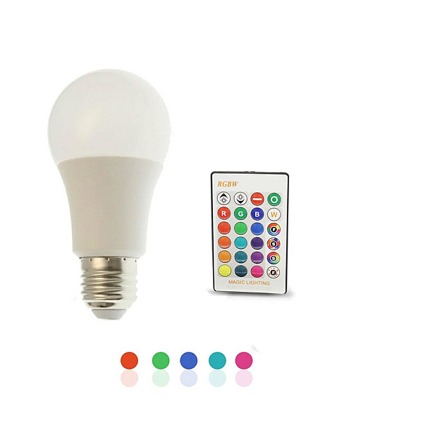 LED Λάμπα E27 3W 220V 350LM RGBW με Ασύρματο Χειριστήριο RZ-0062