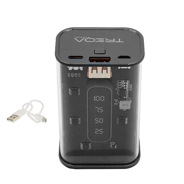 Powerbank 10000 mAh με Θύρα USB και Θύρα USB-C TR-2000 Μαύρο