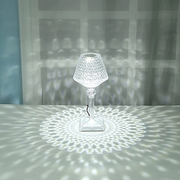 LED Επαναφορτιζόμενο RGB Επιτραπέζιο Φωτιστικό Crystal Lamp με Τηλεχειριστήριο RZ-122 Διάφανο