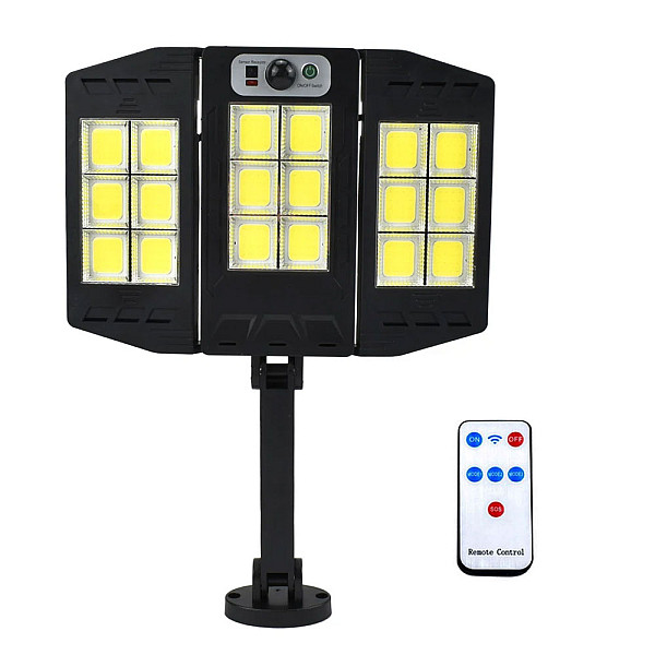 LED Αδιάβροχο Ηλιακό Επιτοίχιο Αναδιπλούμενο Φωτιστικό με Ανιχνευτή Κίνησης W796-6 Μαύρο