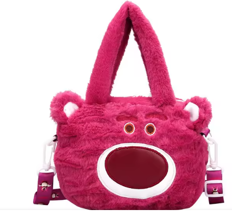 Lotso Bear Παιδική Λούτρινη Τσάντα Ώμου Χιαστί 0723-80 Φράουλα