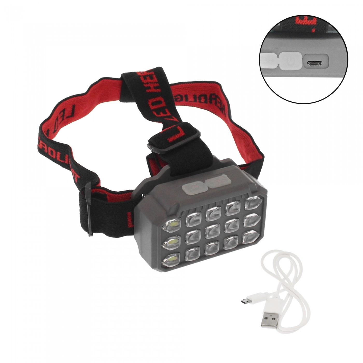 LED Επαναφορτιζόμενος Φακός Κεφαλής 300LM 15 SMD Ψυχρό Λευκό SQ-818