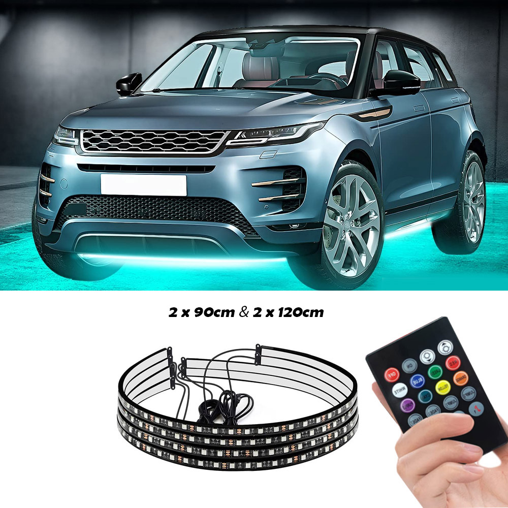 Σετ Led Ταινίες RGB Music για Κάτω από το Αυτοκίνητο Underbody Tube με Τηλεχειριστήριο 2 x 90cm και 2 x 120cm 4 τμχ