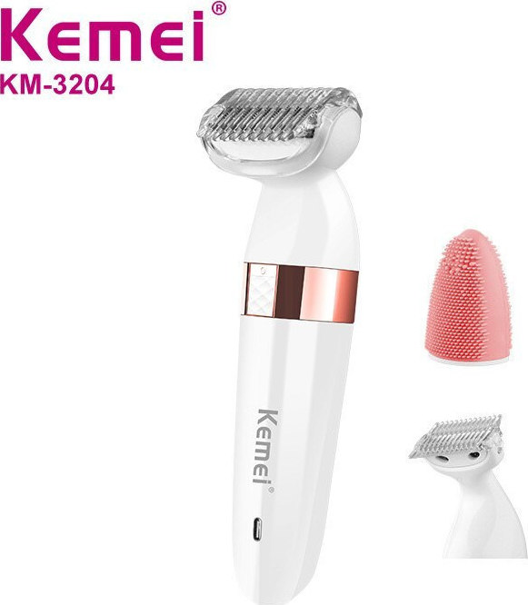 Σετ Αποτρίχωσης Epilator για Πρόσωπο και Σώμα 3 σε 1 Kemei KM-3204 Λευκό