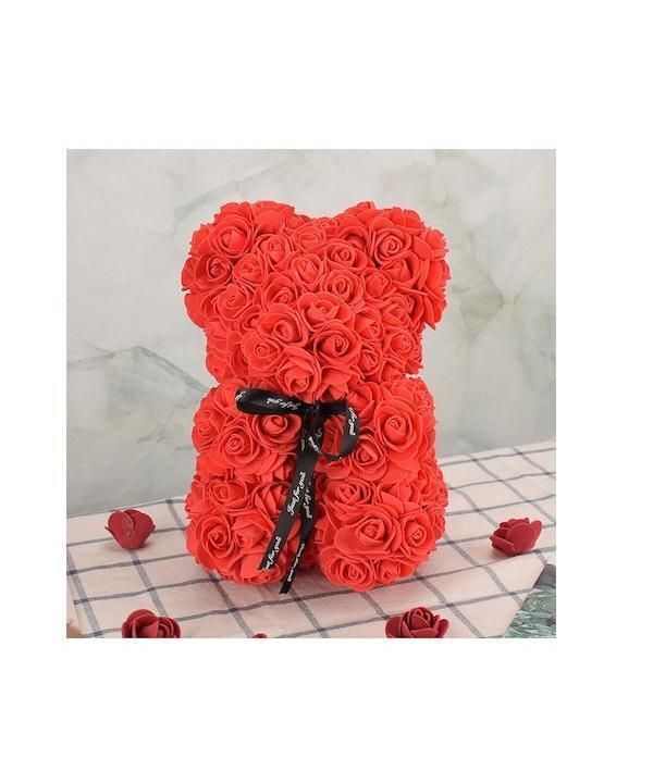 ΑΡΚΟΥΔΑΚΙ ΑΠΟ ΤΡΙΑΝΤΑΦΥΛΛΑ LOVE BEAR 25CM.ΚΟΚΚΙΝΟ