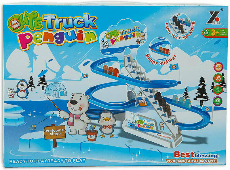 Επιτραπέζιο Παιχνίδι Jolly Penguin - Τσουλήθρα με Πιγκουίνους για 1+ Παίκτες 3+ Ετών 777-3