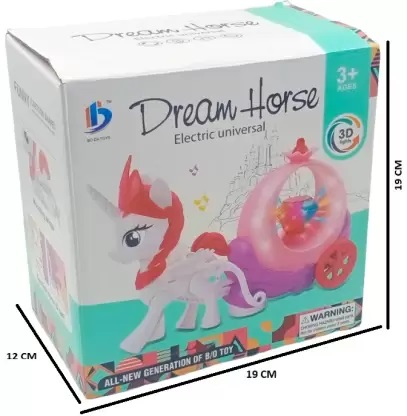 Ηλεκτρονικό άλογο των ονείρων Unicorn με βασιλική άμαξα 3D μουσική και κίνηση +3 Ετών 8899-138 Λευκό