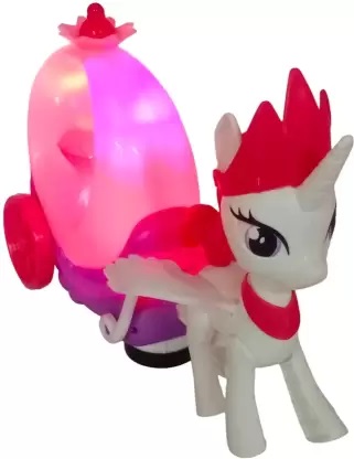 Ηλεκτρονικό άλογο των ονείρων Unicorn με βασιλική άμαξα 3D μουσική και κίνηση +3 Ετών 8899-138 Λευκό