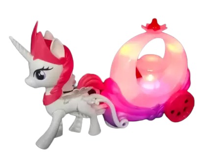 Ηλεκτρονικό άλογο των ονείρων Unicorn με βασιλική άμαξα 3D μουσική και κίνηση +3 Ετών 8899-138 Λευκό