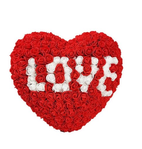 Καρδούλα από Τεχνητά Τριαντάφυλλα Love Λευκό 33cm 95568 Κόκκινο