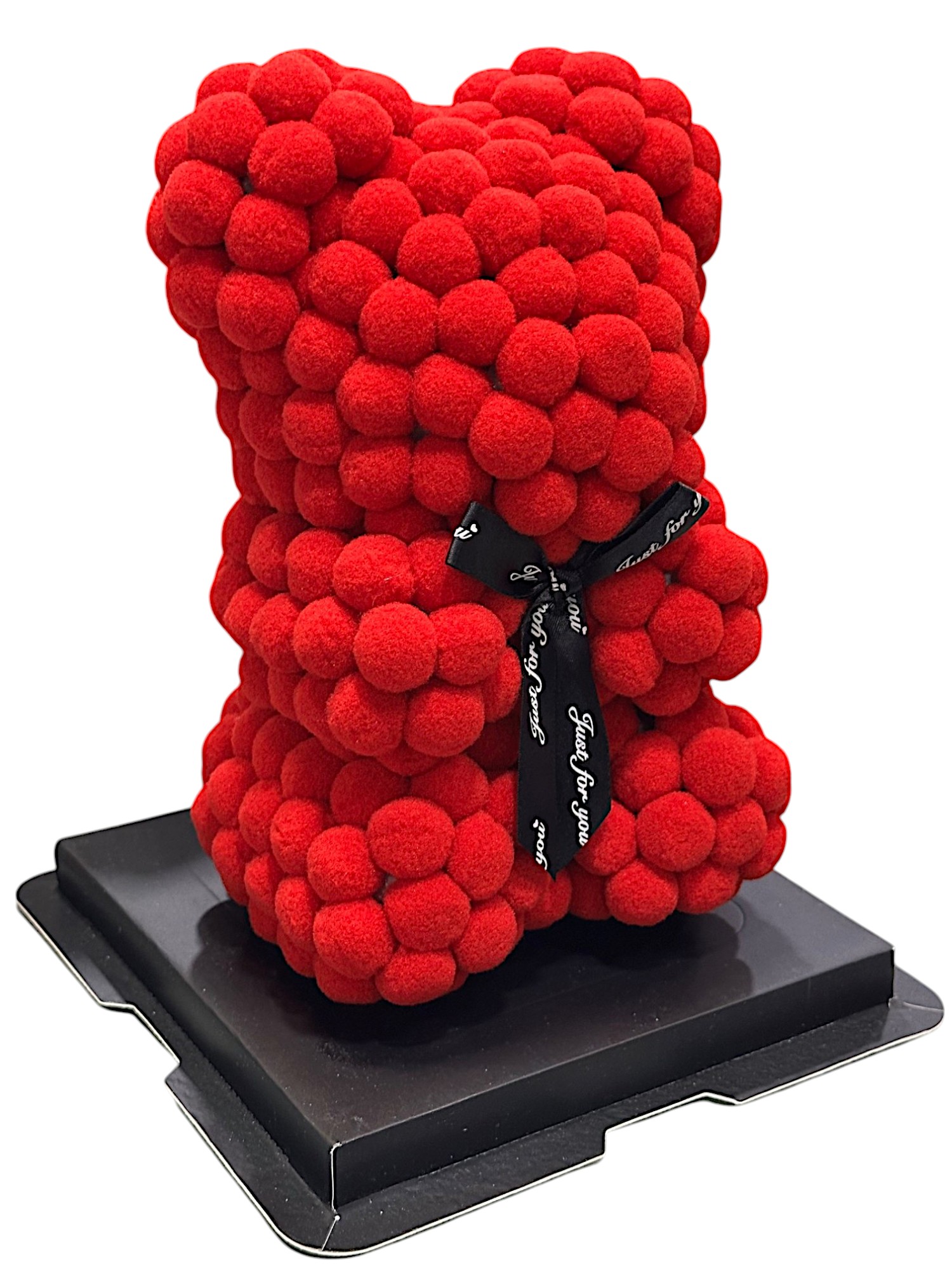 Αρκουδάκι Κόκκινο με Κορδέλα και κουτί 25cm Pom Pom Foam flower 84790 Κόκκινο