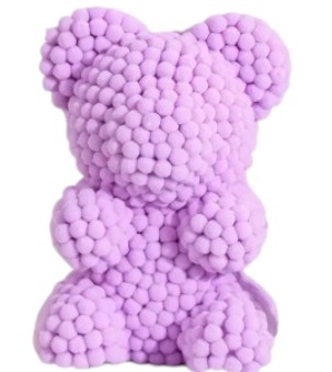 Αρκουδάκι Μωβ με Κορδέλα και κουτί 25cm Pom Pom Foam flower 84790 Μωβ