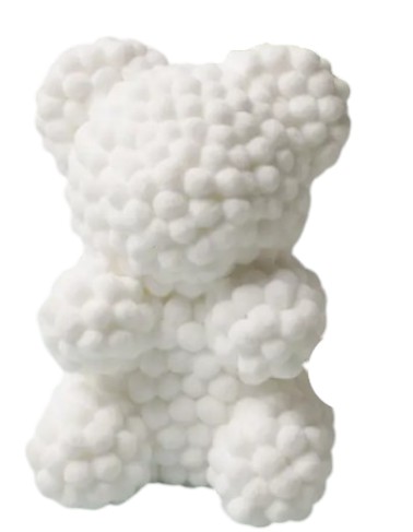 Αρκουδάκι Λευκό με Κορδέλα και κουτί 25cm Pom Pom Foam flower 84790 Λευκό