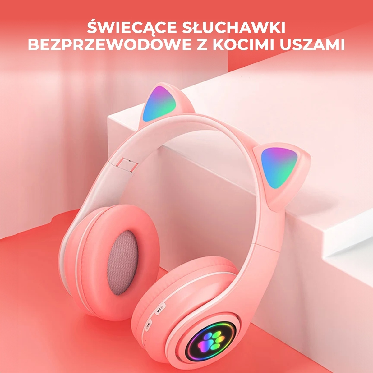 Ασύρματα ακουστικά Cat Headphones SG-B39 Ροζ