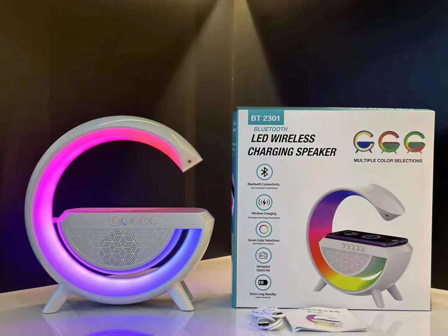 Wireless Charger Ηχείο Bluetooth 3in1 5W με Ραδιόφωνο Rgb BT2301 Λευκό