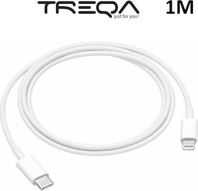 Treqa CA-1014 USB-C to Lightning Cable Λευκό 1m