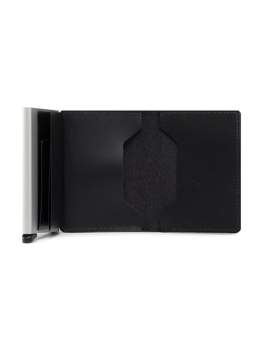 Mohicans Slimwallet Original Δερμάτινο Ανδρικό Πορτοφόλι Καρτών με RFID και Μηχανισμό Slide CC-54 Μαύρο