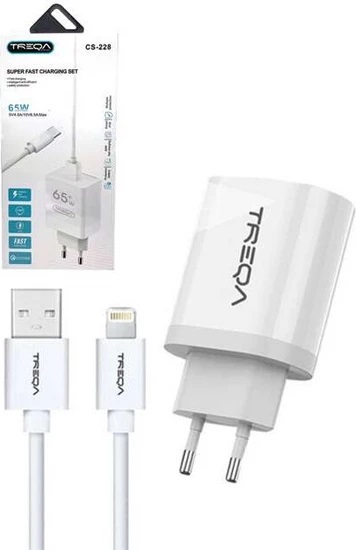 IOS ΦΟΡΤΙΣΤΗΣ ΜΕ ΘΥΡΑ USB-A ΚΑΙ ΚΑΛΩΔΙΟ USB-C 65W CS-228.ΛΕΥΚΟ