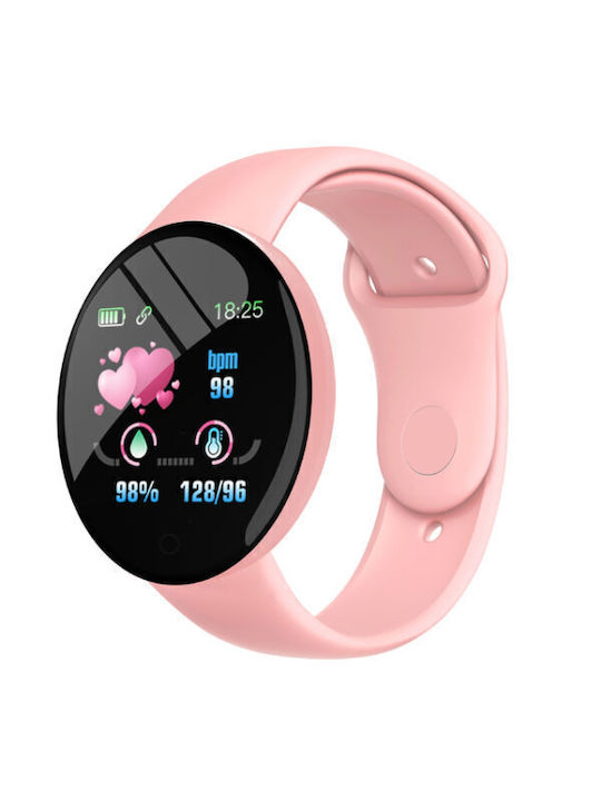 D18 Smartwatch με Παλμογράφο Ροζ