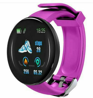 D18 Smartwatch με Παλμογράφο Μωβ