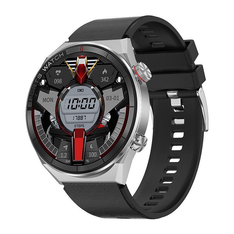 DT3 Mate 45mm Smartwatch με Παλμογράφο Ασημί Κάσα / Καφέ Λουρί Δερμάτινο
